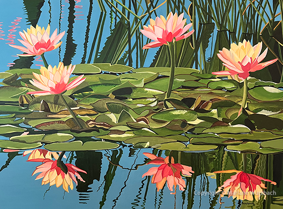 Waltzing Waterlilies  40”x30” acrylic